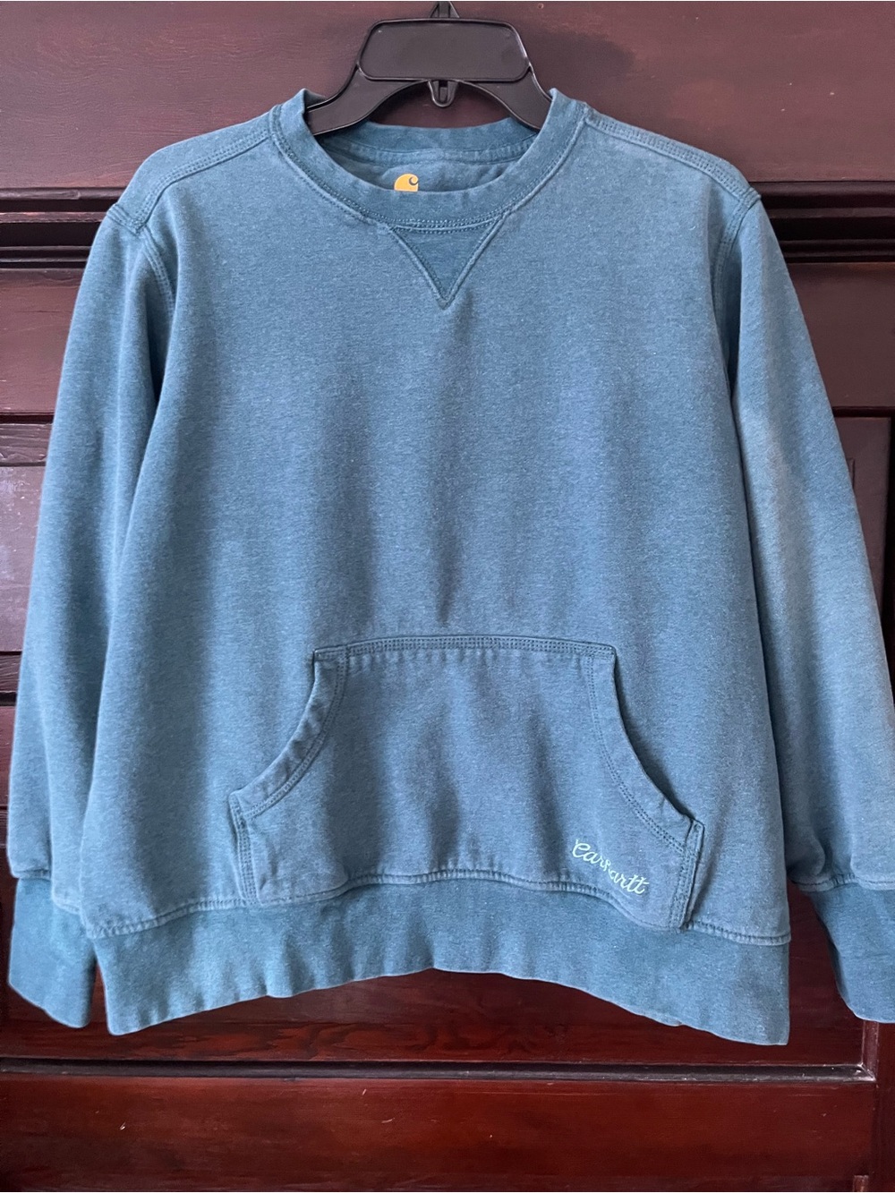 Carhartt Blue Green Pouch Pocket Crewneck Sweatshirt XL